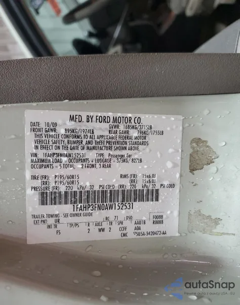 2010 Ford Focus Se from USA, damaged, VIN 1FAHP3FN0AW152531